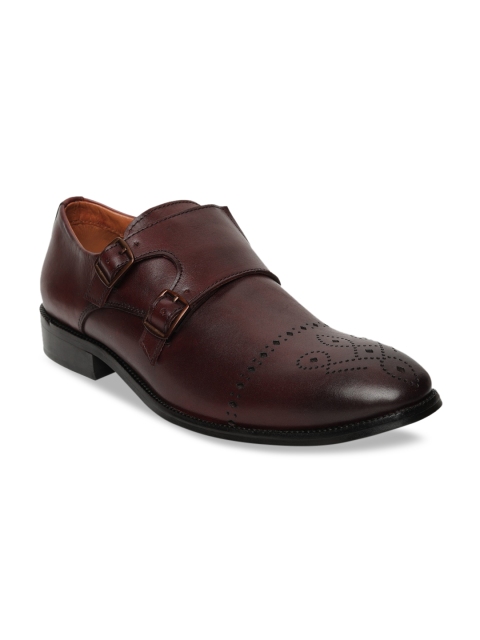 

LOUIS STITCH Men Brown Textured Handmade Formal Leather Monks