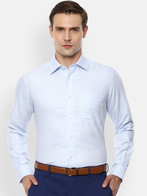 

Louis Philippe Permapress Men White & Blue Regular Fit Checked Formal Shirt