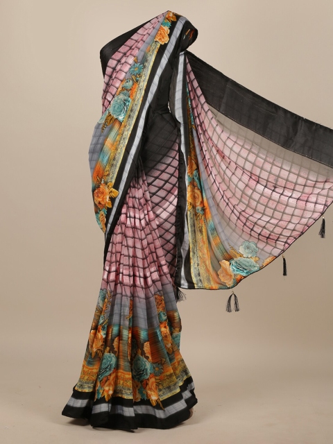 

Pothys Multicoloured Checked Poly Chiffon Saree, Multi