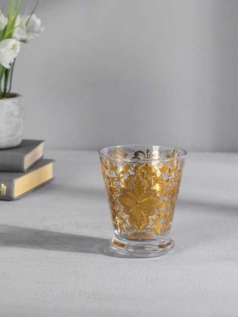 

Pure Home and Living Set of 6 Yellow & Transparent Printed Glass
