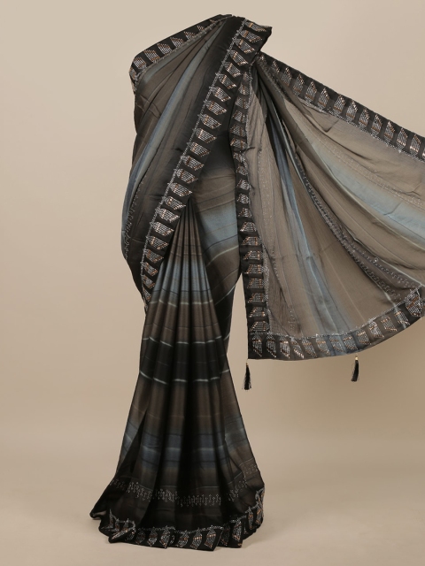

Pothys Multicoloured Striped Poly Chiffon Saree, Multi