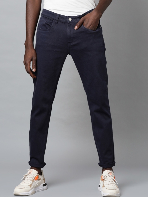 

Blue Saint Men Navy Blue Slim Fit Solid Cotton Regular Trousers