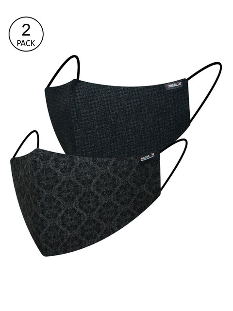 

inocenCia Women Pack of 2 Blue & Green Self-Design 2-Ply Reusable Outdoor Cloth Masks