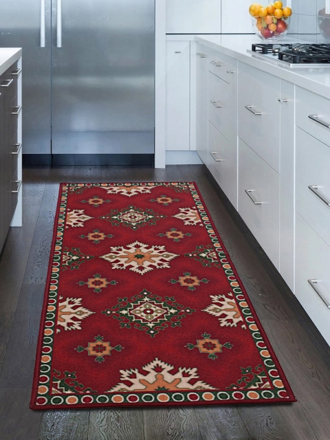 

RUGSMITH Red & Beige Printed Anti-Skid Floor Runner