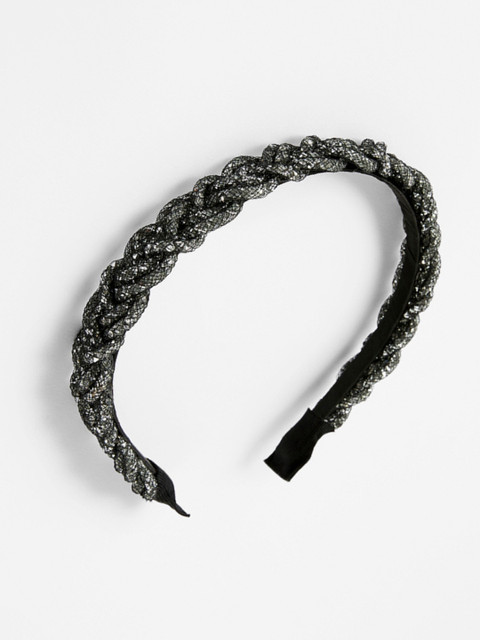 

Accessorize Women Gunmetal-Toned Woven Crystal Tube Alice Band, Metallic