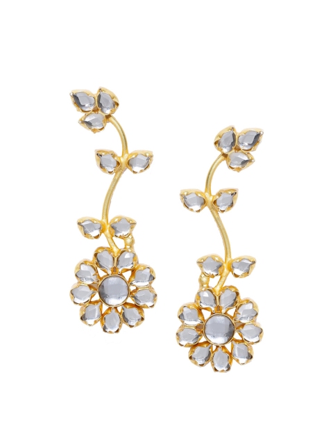 PANASH Gold-Plated Kundan Floral Drop Earrings