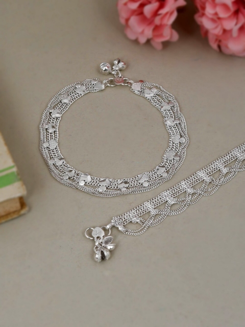 

Silvermerc Designs Set of 2 Silver-Plated Tasselled Anklets
