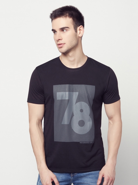 

ELEGANCE Men Black Typography Printed T-shirt