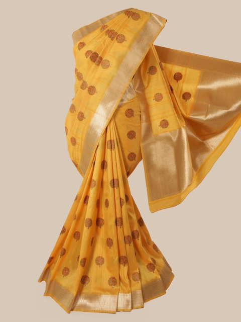 

Pothys Yellow Pure Silk Printed Banarasi Saree