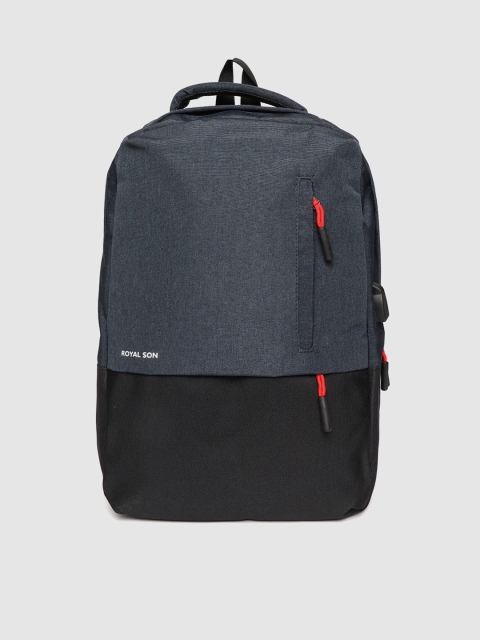 

ROYAL SON Unisex Blue & Black Backpack with USB Charging Port