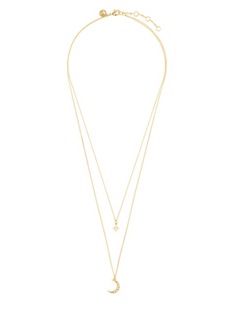 

Accessorize Gold-Toned & White Metal Gold-Plated Layered Necklace