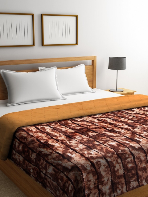 KLOTTHE Brown Abstract 500 GSM Double Bed Comforter