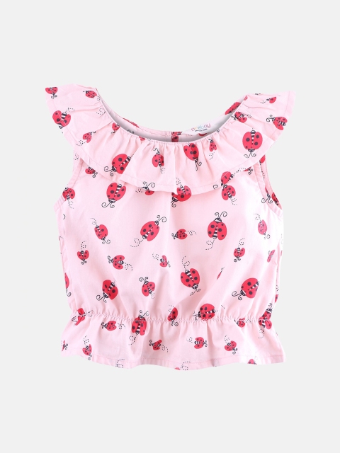 

Beebay Pink Ruffles Blouson Top