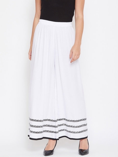 

TULIP 21 Women White & Black Striped Straight Palazzo