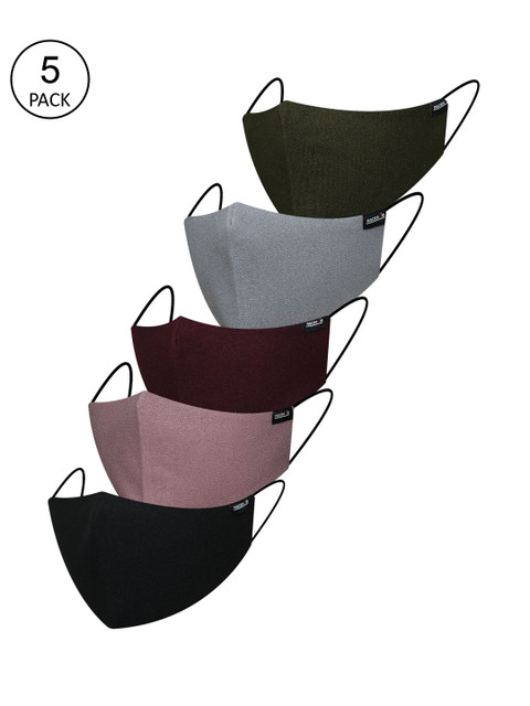 

inocenCia Unisex Pack of 5 Self-Designed 2-Ply Reusable Outdoor Cloth Face Masks, Grey