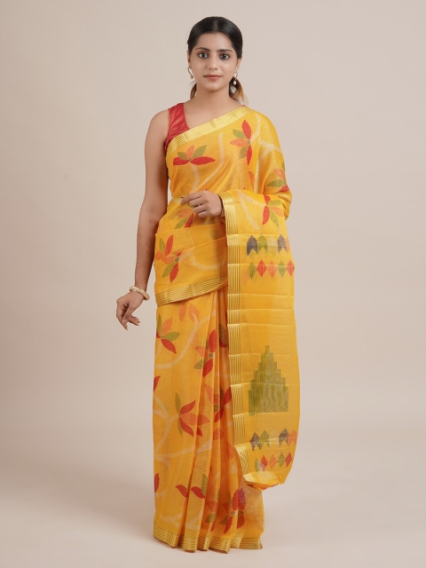 

Pothys Yellow Woven Design Jute Silk Saree