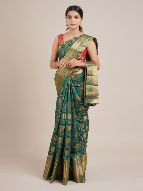 

Pothys Green Woven Design Jute Silk Saree