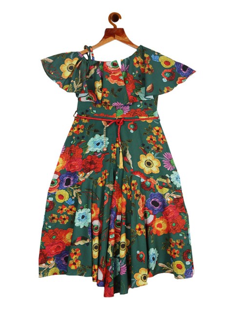 

Tiny Girl Green Floral Gown
