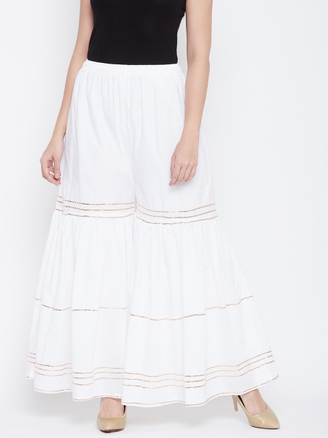 

TULIP 21 Women White & Gold Striped Flared Palazzo