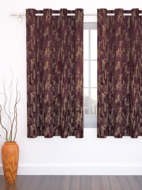 

Story@home Magenta & Brown Jacquard Single Window Curtain