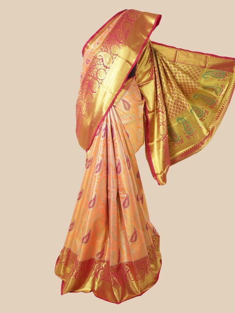 

Pothys Peach-Coloured Woven Design Pure Silk Saree