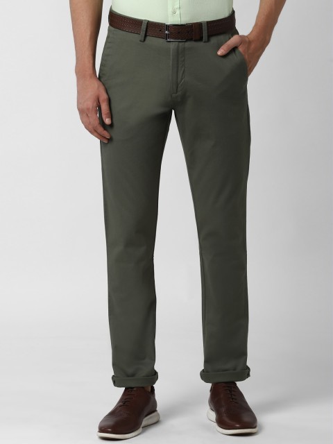 

Peter England Casuals Men Olive Green Regular Trousers