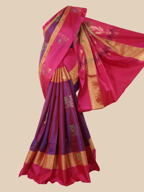 

Pothys Purple & Pink Pure Silk Woven Design Saree