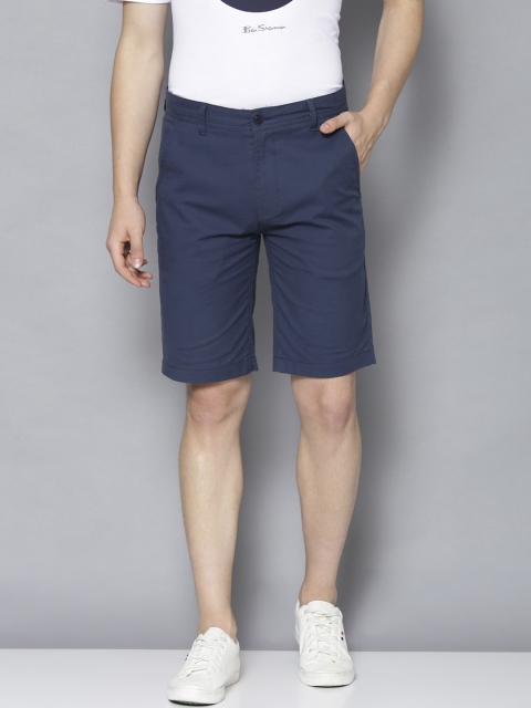 Bruun & Stengade Men Navy Blue Solid Slim Fit Regular Shorts