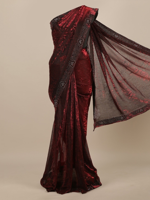 

Pothys Maroon & Black Jute Silk Woven Design Saree