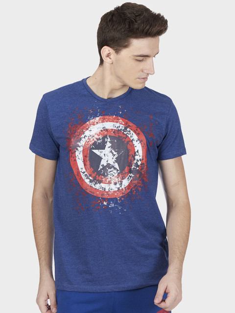 

Free Authority Men Blue Printed Round Neck T-shirt