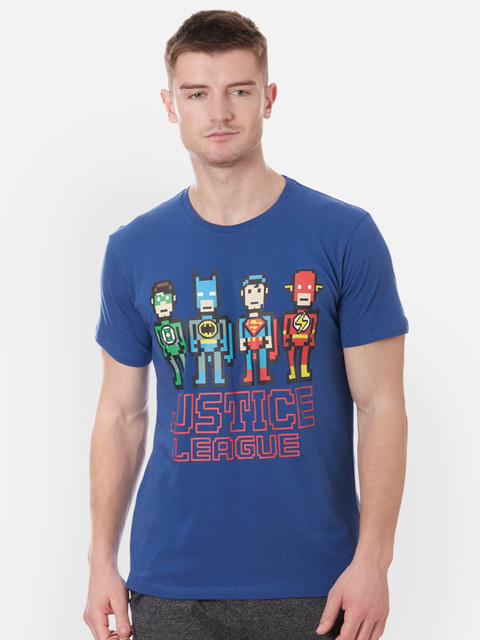 

Free Authority Men Blue Dc Comic Printed Round Neck T-shirt