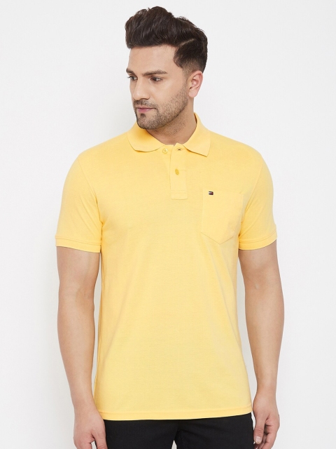 

98 Degree North Men Yellow Polo Collar T-shirt