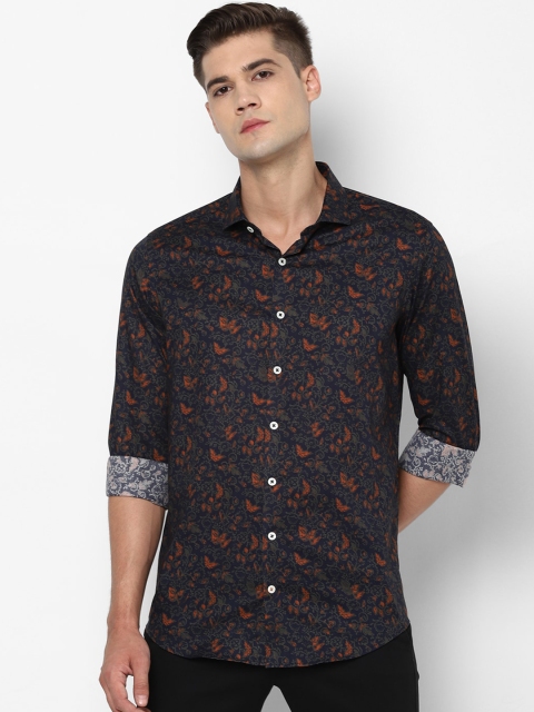 SIMON CARTER LONDON Men Navy Blue & Red Slim Fit Printed Casual Shirt