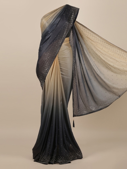 

Pothys Navy Blue & Beige Jute Silk Dyed Saree