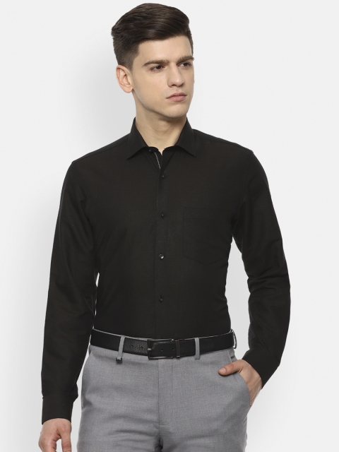 

Van Heusen Men Black Regular Fit Solid Cotton Linen Formal Shirt