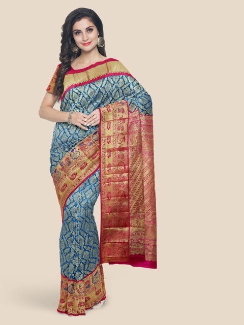 

KLM Fashion Mall Blue Woven Design Kanjeevaram Saree