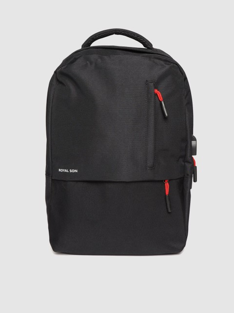 

ROYAL SON Unisex Black Backpack with USB Charging Port