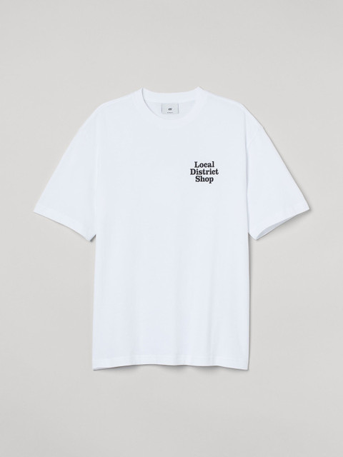 

HM Men White Black Cotton Relaxed Fit Pure Cotton T-shirt