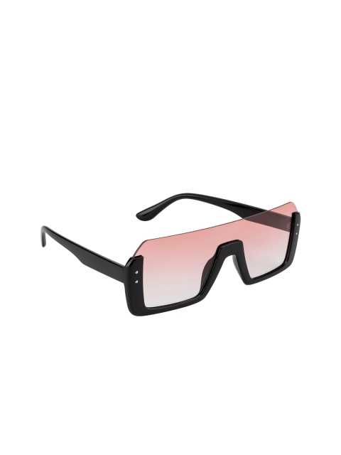 

Ted Smith Unisex Pink Lens & Black Oversized Sunglasses with UV Protected Lens