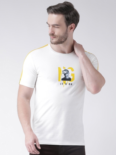 

Rex Straut Jeans Men White Typography Printed Slim Fit T-shirt