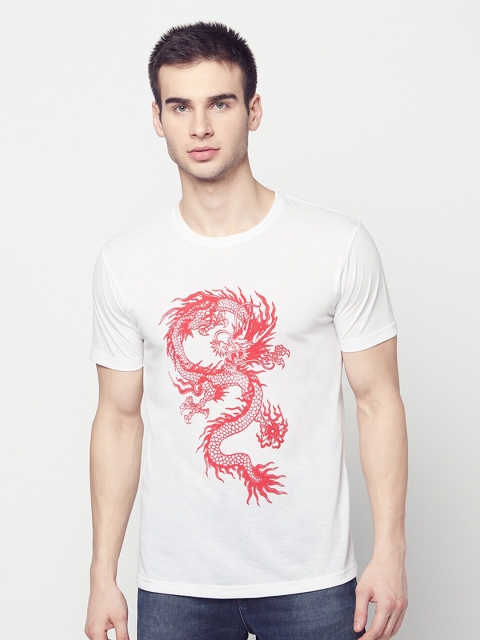 

ELEGANCE Men White Printed T-shirt