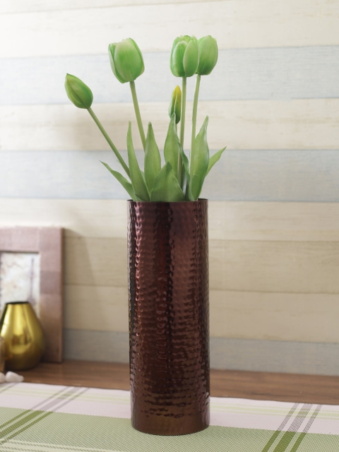 

Aapno Rajasthan Copper-Toned Solid Hammered Metal Flower Vase