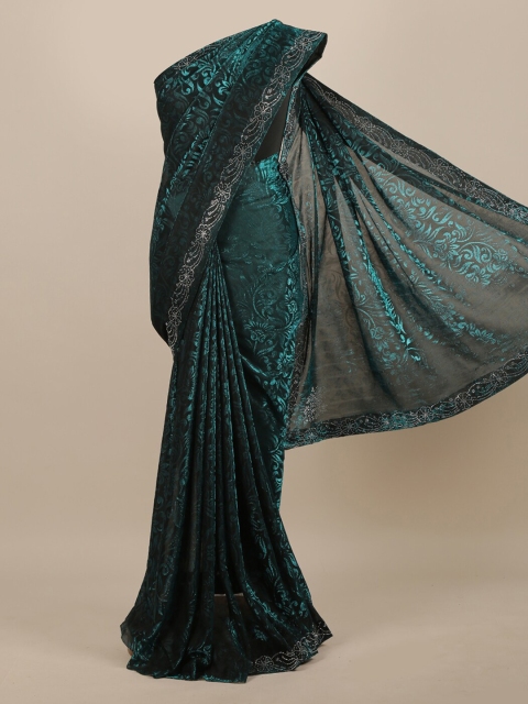

Pothys Blue Woven Design Poly Chiffon Saree