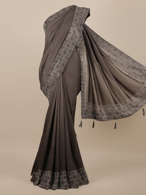 

Pothys Grey Solid Jute Silk Saree