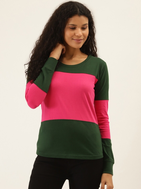 

The Dry State Women Pack of 2 Colourblocked T-Shirts, Pink