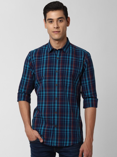 

Peter England Casuals Men Navy & Red Blue Slim Fit Checked Casual Shirt, Navy blue