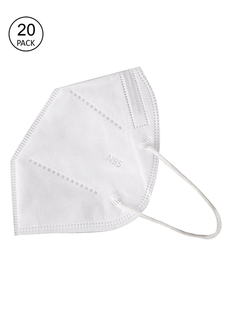 

ZAPATOZ Unisex Pack Of 20 White Solid 5 Ply Reusable N95 Masks