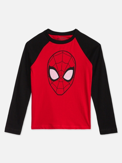 

Kids Ville Boys Red & Black Spiderman Print Cotton T-shirt, Multi