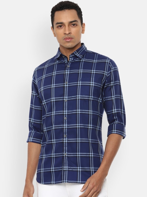 

Van Heusen Sport Men Navy Blue & White Slim Fit Checked Casual Shirt