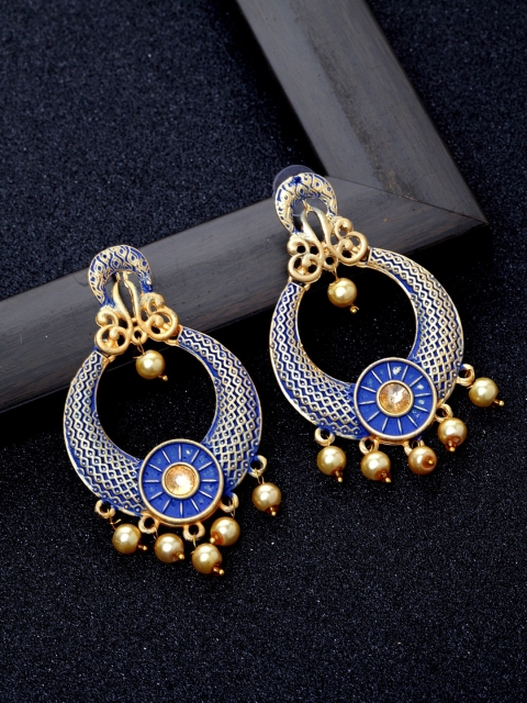 

Ibtida Blue Gold-Plated Beaded Crescent Shaped Chandbalis